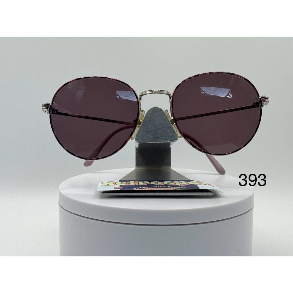 Vintage Oversize Sunglasses NOS Round Purple Lens Silver/Purple Frame Blue Bay